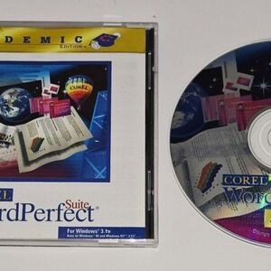 Vintage Corel WordPerfect Suite Academic Edition 1996 PC Software Windows 95 3.1